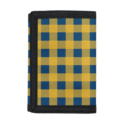 Blue And Yellow Buffalo Check Print Trifold Wallet