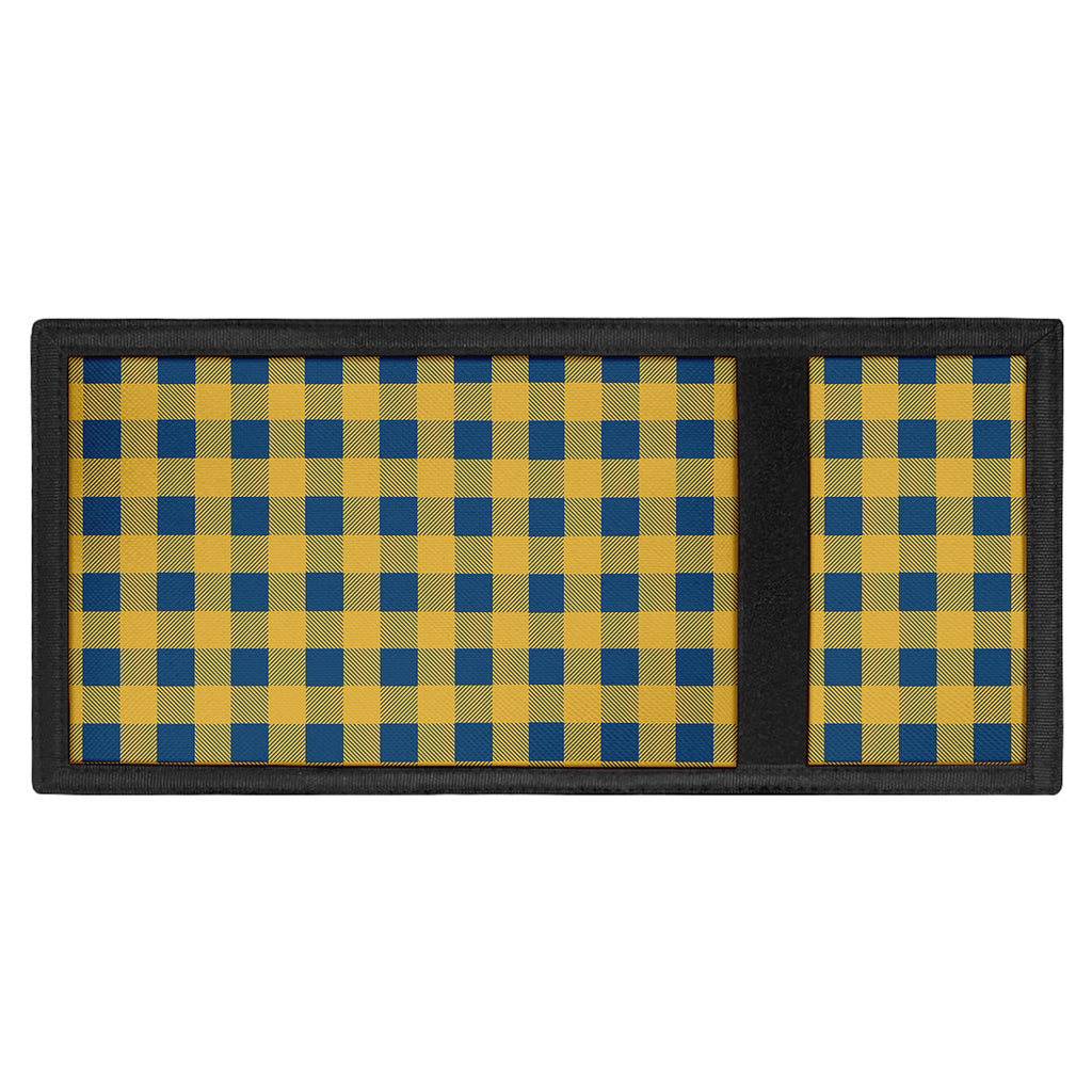 Blue And Yellow Buffalo Check Print Trifold Wallet