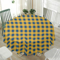 Blue And Yellow Buffalo Check Print Waterproof Round Tablecloth