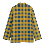 Blue And Yellow Buffalo Check Print Women's Blazer
