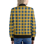 Blue And Yellow Buffalo Check Print Women's Bomber Jacket