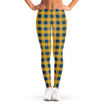Blue And Yellow Buffalo Check Print Women's Leggings