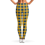 Blue And Yellow Buffalo Check Print Women's Leggings