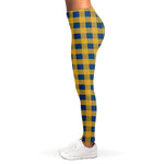 Blue And Yellow Buffalo Check Print Women's Leggings