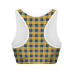 Blue And Yellow Buffalo Check Print Women's Sports Bra
