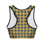 Blue And Yellow Buffalo Check Print Women's Sports Bra