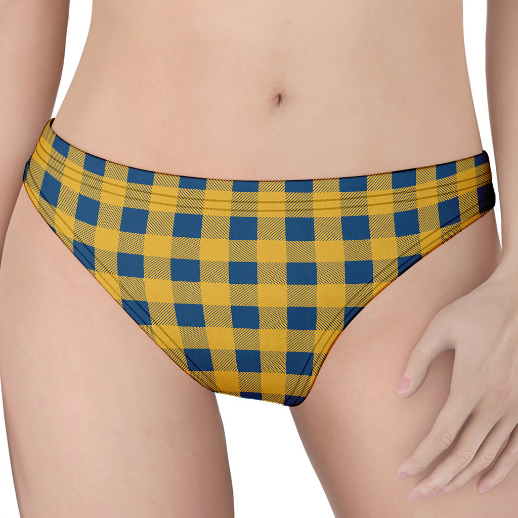 Blue And Yellow Buffalo Check Print Women's Thong