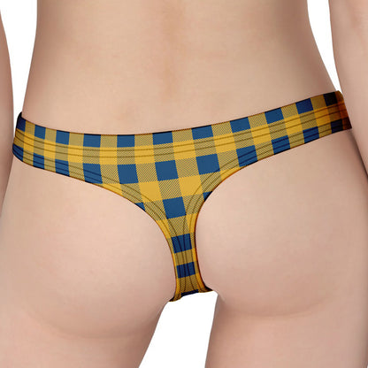 Blue And Yellow Buffalo Check Print Women's Thong
