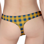 Blue And Yellow Buffalo Check Print Women's Thong