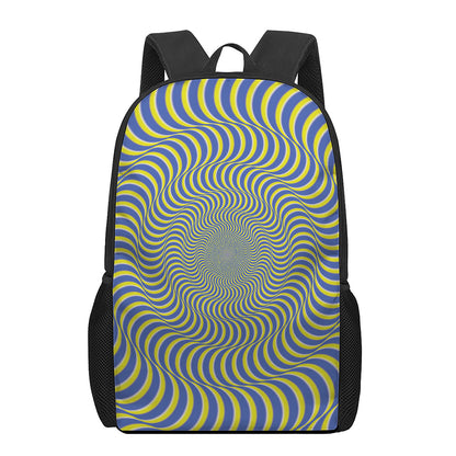 Blue And Yellow Illusory Motion Print 17 Inch Backpack