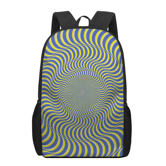 Blue And Yellow Illusory Motion Print 17 Inch Backpack