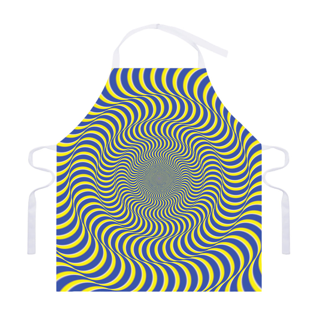 Blue And Yellow Illusory Motion Print Adjustable Apron