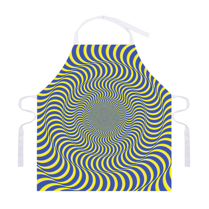 Blue And Yellow Illusory Motion Print Adjustable Apron