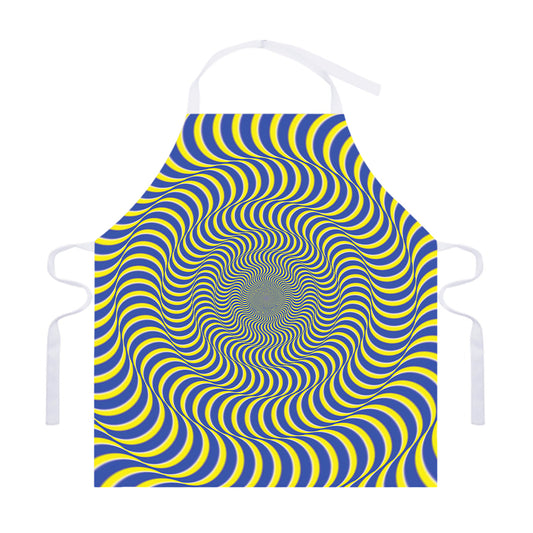 Blue And Yellow Illusory Motion Print Adjustable Apron