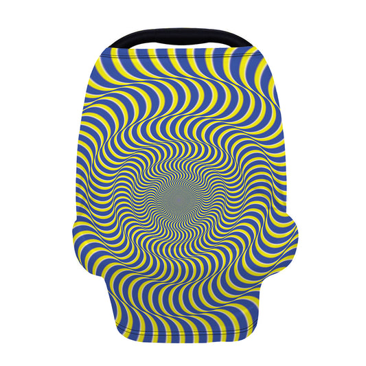 Blue And Yellow Illusory Motion Print Baby Seat Cover
