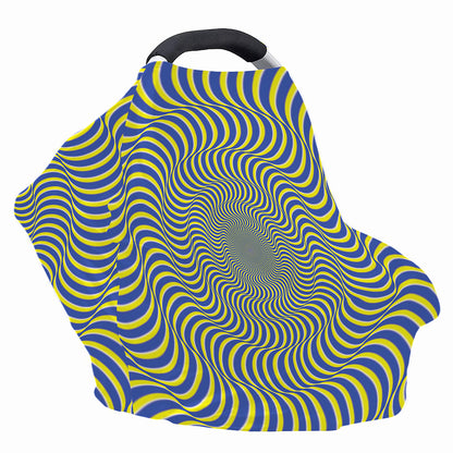 Blue And Yellow Illusory Motion Print Baby Seat Cover