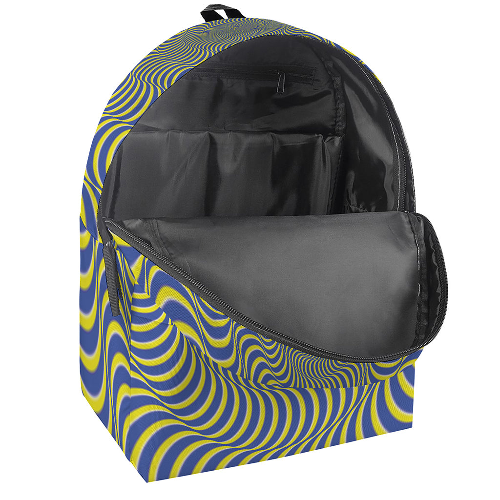 Blue And Yellow Illusory Motion Print Backpack