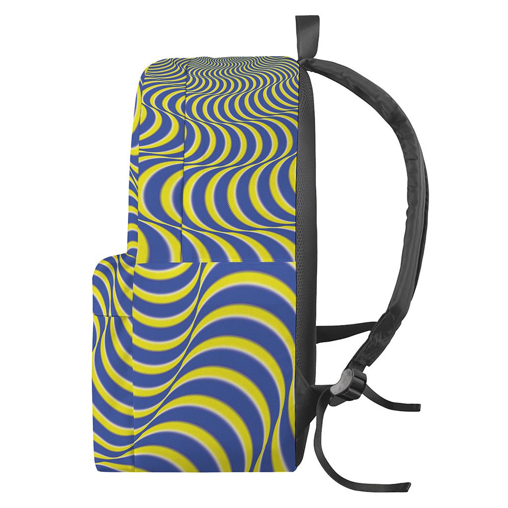 Blue And Yellow Illusory Motion Print Backpack