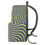 Blue And Yellow Illusory Motion Print Backpack