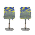 Blue And Yellow Illusory Motion Print Bar Stool Covers