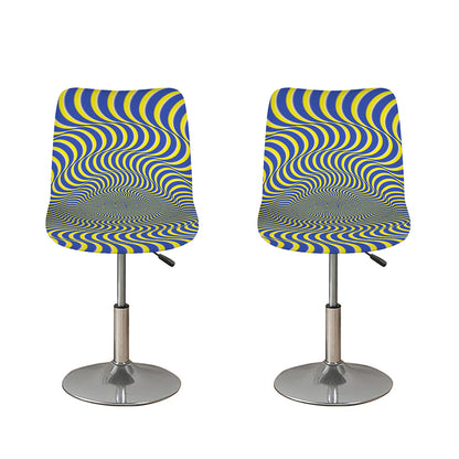 Blue And Yellow Illusory Motion Print Bar Stool Covers