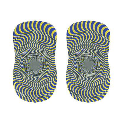 Blue And Yellow Illusory Motion Print Bar Stool Covers