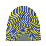 Blue And Yellow Illusory Motion Print Beanie