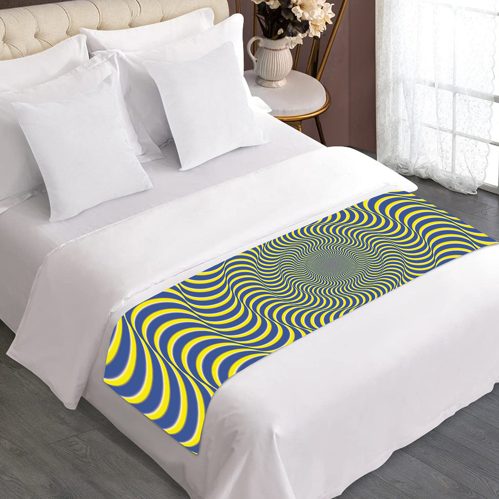 Blue And Yellow Illusory Motion Print Bed Runner