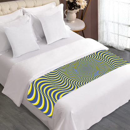 Blue And Yellow Illusory Motion Print Bed Runner