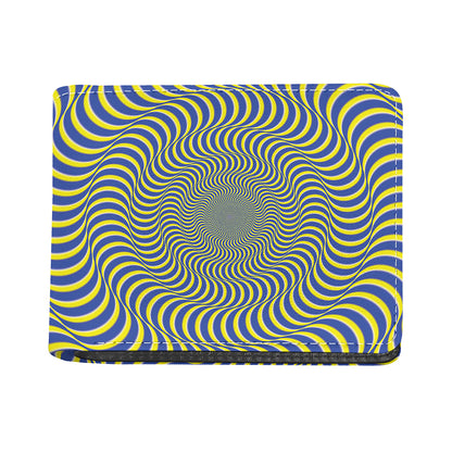 Blue And Yellow Illusory Motion Print Bifold Wallet