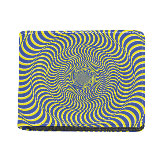 Blue And Yellow Illusory Motion Print Bifold Wallet