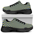 Blue And Yellow Illusory Motion Print Black Chunky Shoes