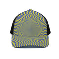 Blue And Yellow Illusory Motion Print Black Mesh Trucker Hat