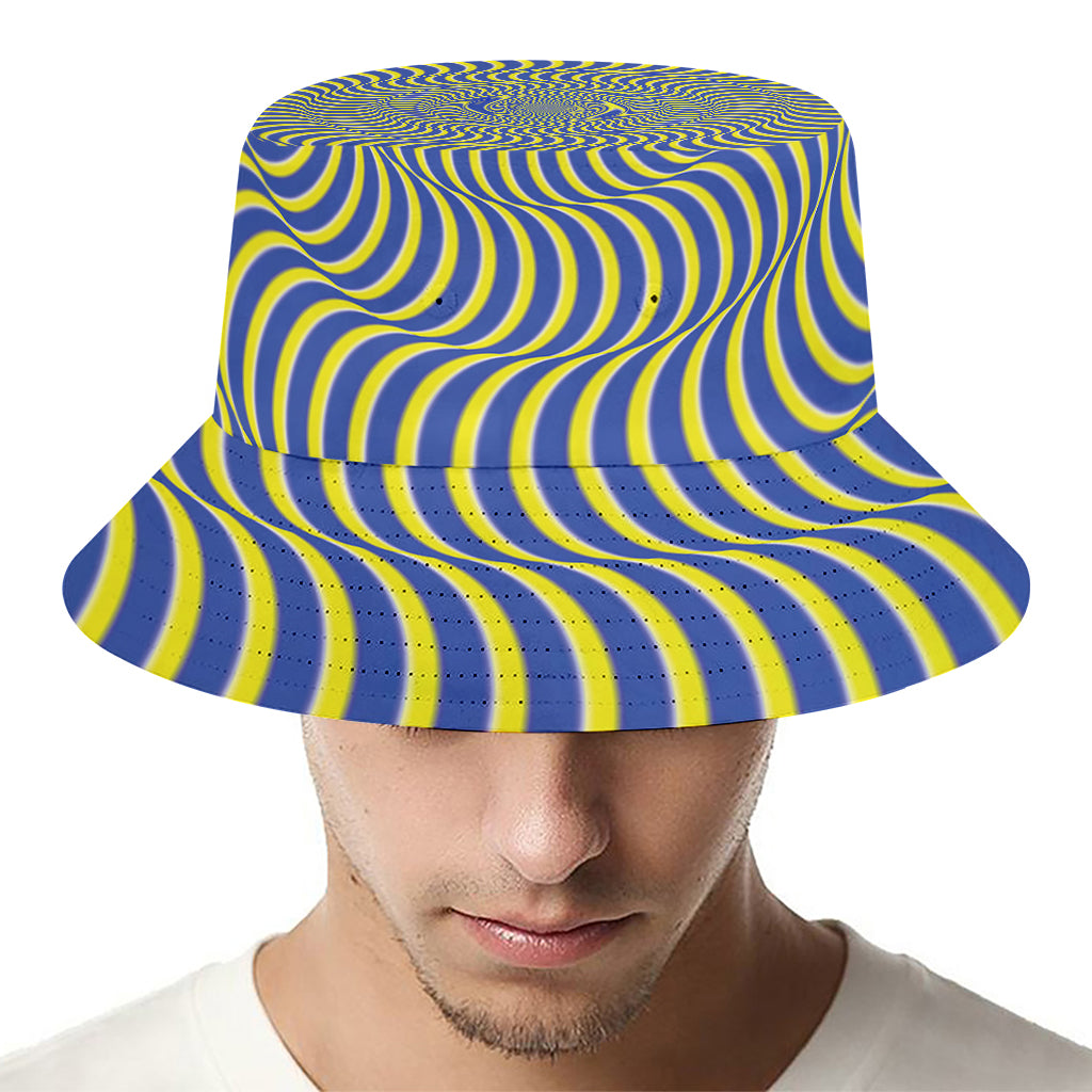 Blue And Yellow Illusory Motion Print Bucket Hat