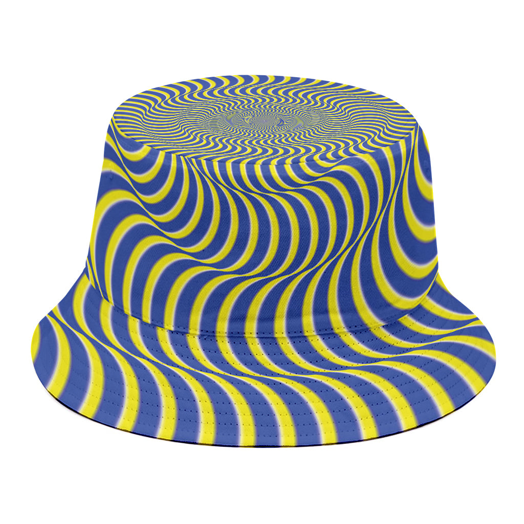 Blue And Yellow Illusory Motion Print Bucket Hat