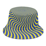 Blue And Yellow Illusory Motion Print Bucket Hat
