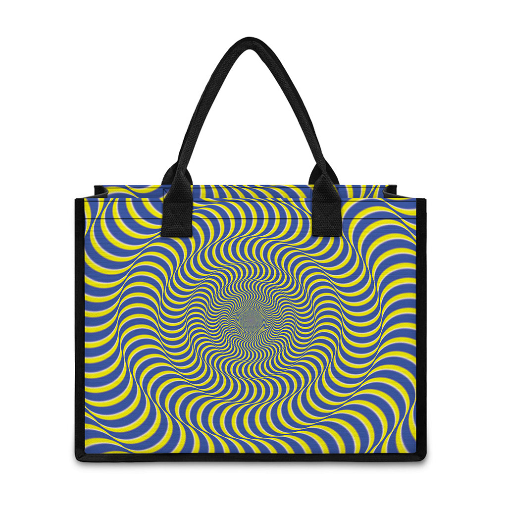 Blue And Yellow Illusory Motion Print Canvas Tote Bag
