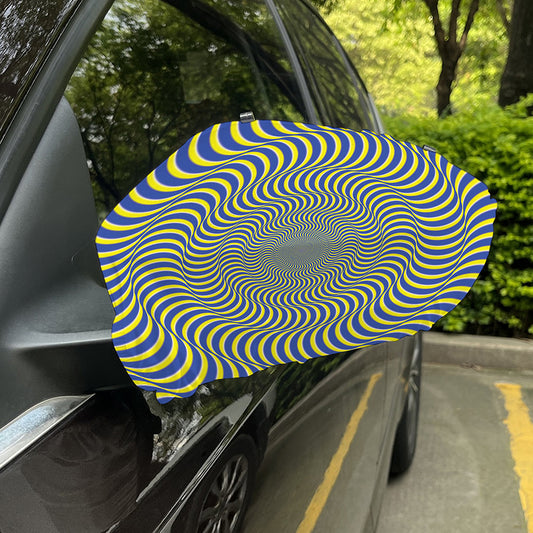 Blue And Yellow Illusory Motion Print Car Side Mirror Covers