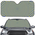 Blue And Yellow Illusory Motion Print Car Windshield Sun Shade