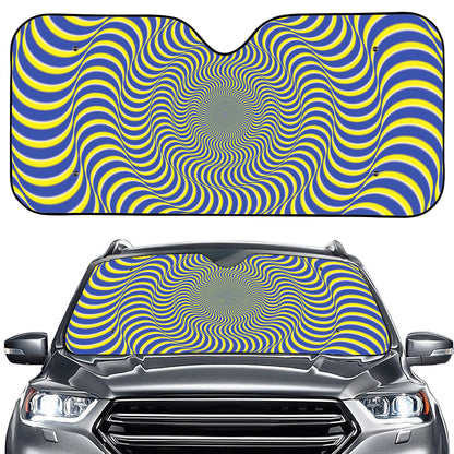 Blue And Yellow Illusory Motion Print Car Windshield Sun Shade