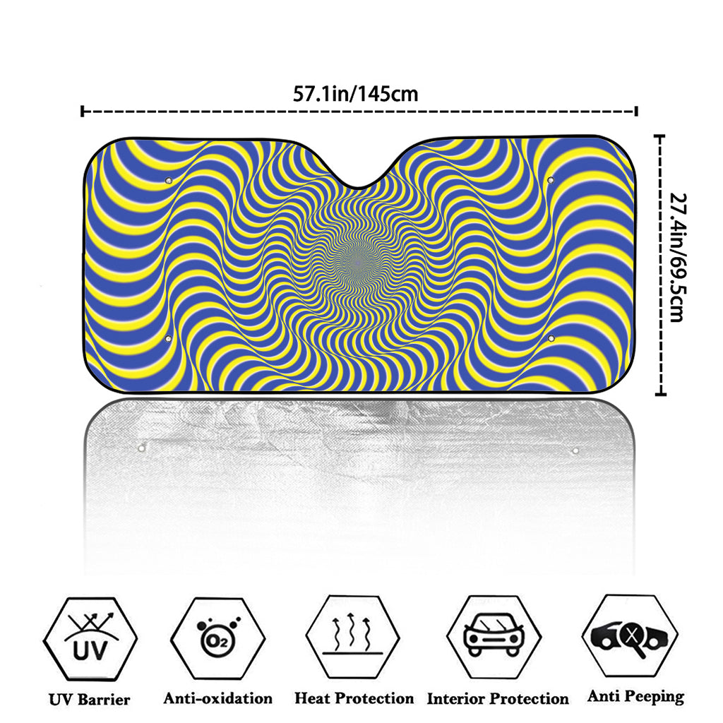 Blue And Yellow Illusory Motion Print Car Windshield Sun Shade