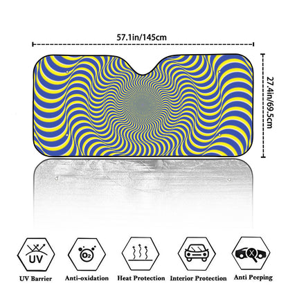Blue And Yellow Illusory Motion Print Car Windshield Sun Shade