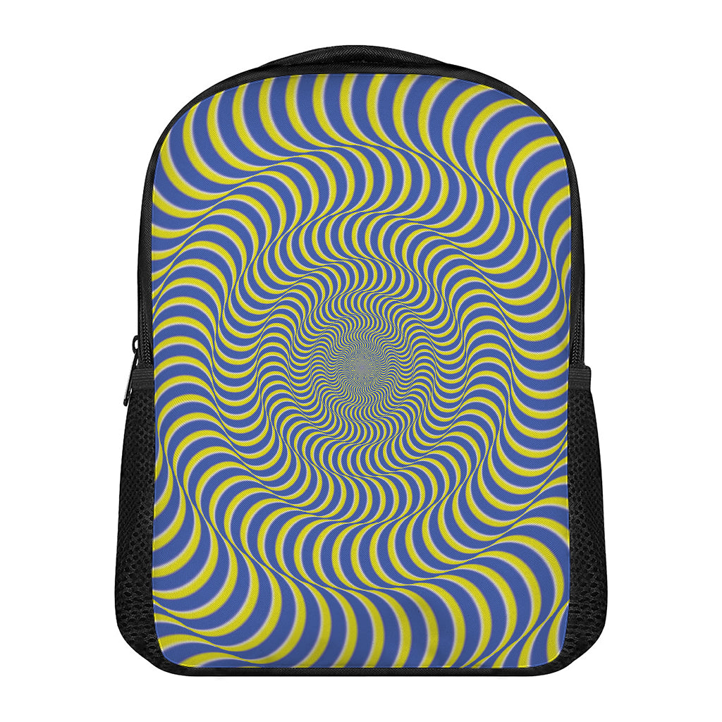 Blue And Yellow Illusory Motion Print Casual Backpack