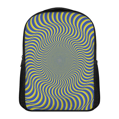 Blue And Yellow Illusory Motion Print Casual Backpack