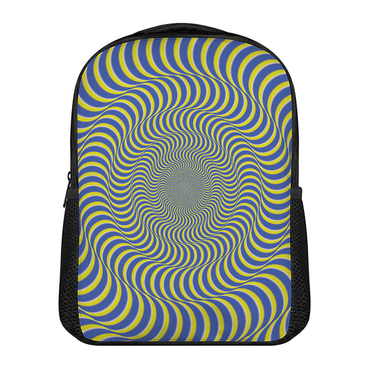 Blue And Yellow Illusory Motion Print Casual Backpack