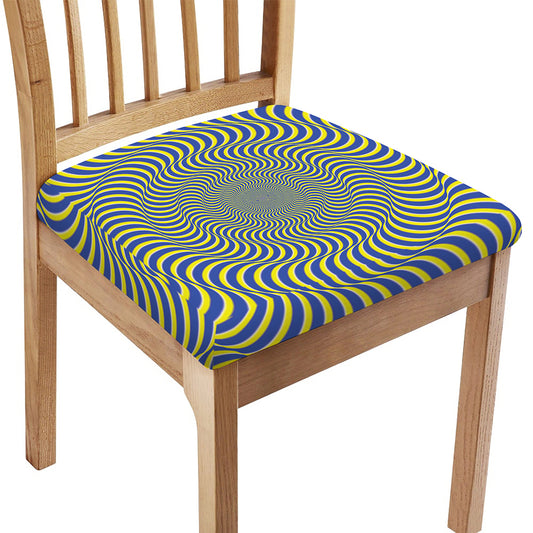 Blue And Yellow Illusory Motion Print Chair Cushion Cover