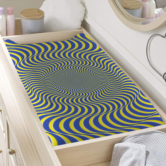 Blue And Yellow Illusory Motion Print Changing Pad Cover