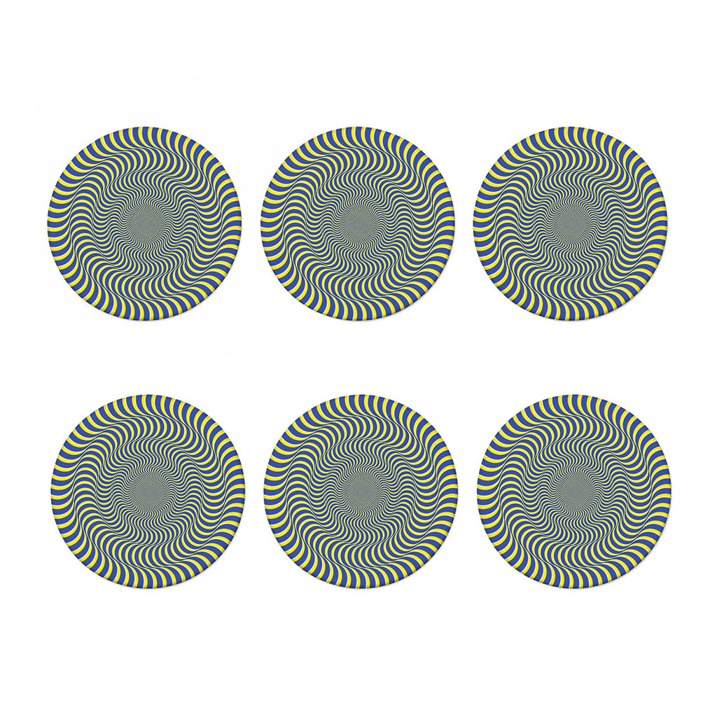 Blue And Yellow Illusory Motion Print Coaster Set