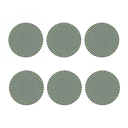 Blue And Yellow Illusory Motion Print Coaster Set