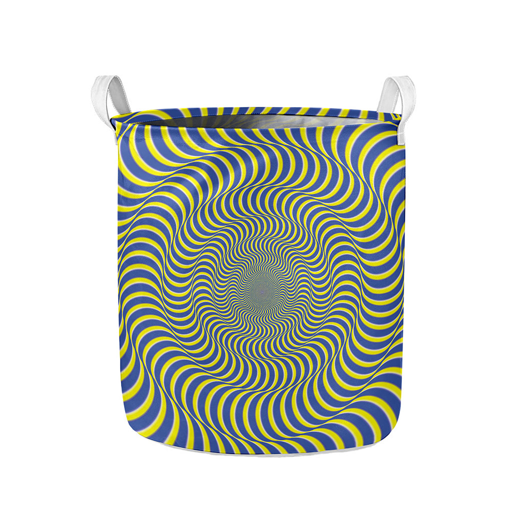 Blue And Yellow Illusory Motion Print Collapsible Laundry Basket